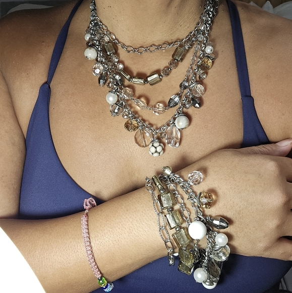 Vintage White House Black Market Beaded Necklace And Matching Bracelet Set - Picture 2 of 12